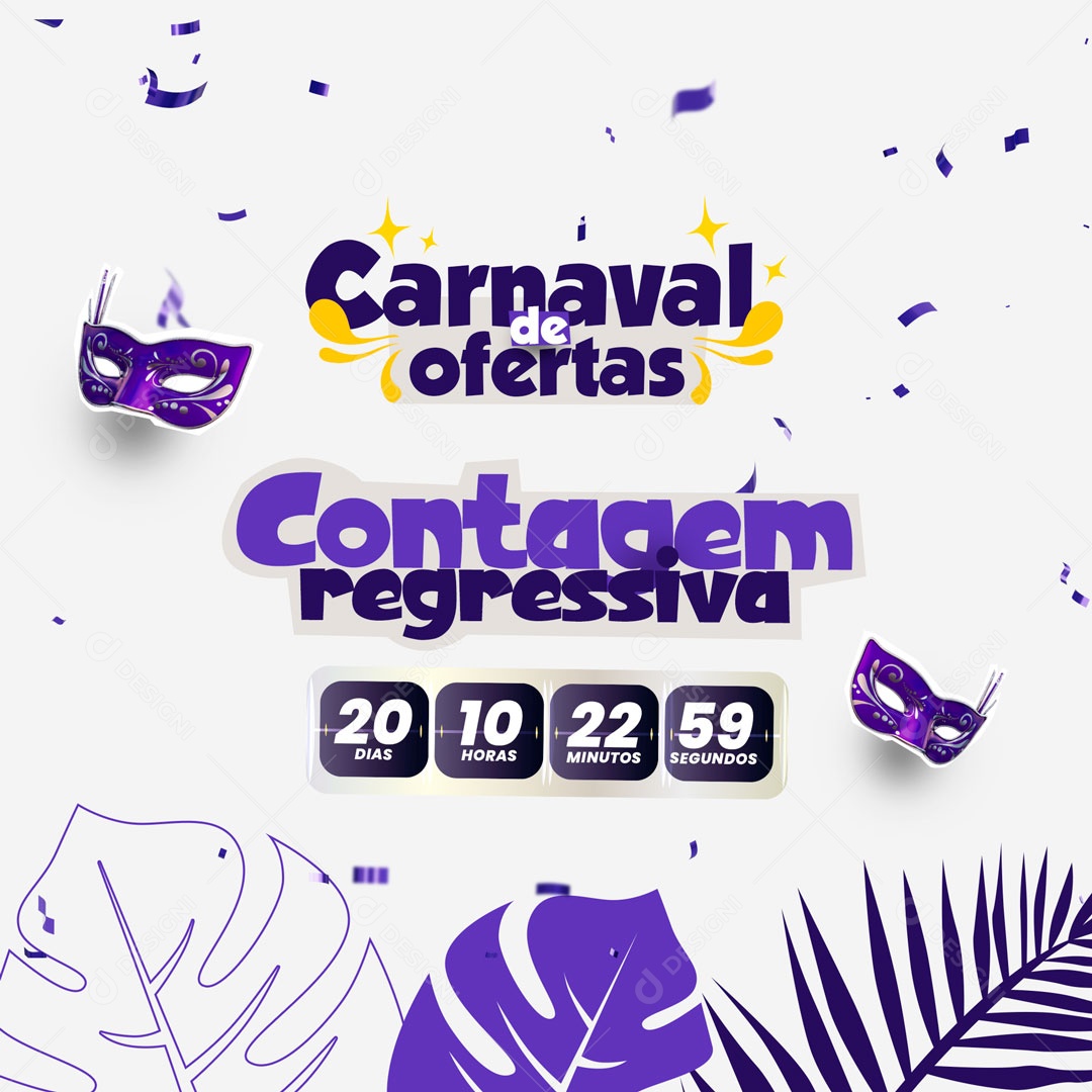 Carnaval de Ofertas Contagem Regressiva Social Media PSD Editável