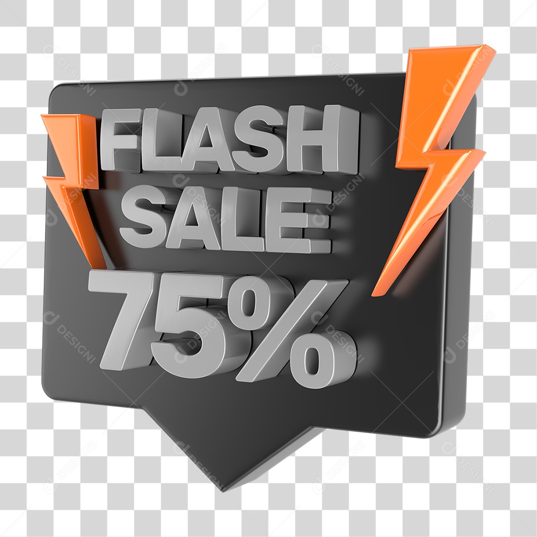Selo 3D Flash Sale Porcentagem de Descontos PNG Transparente