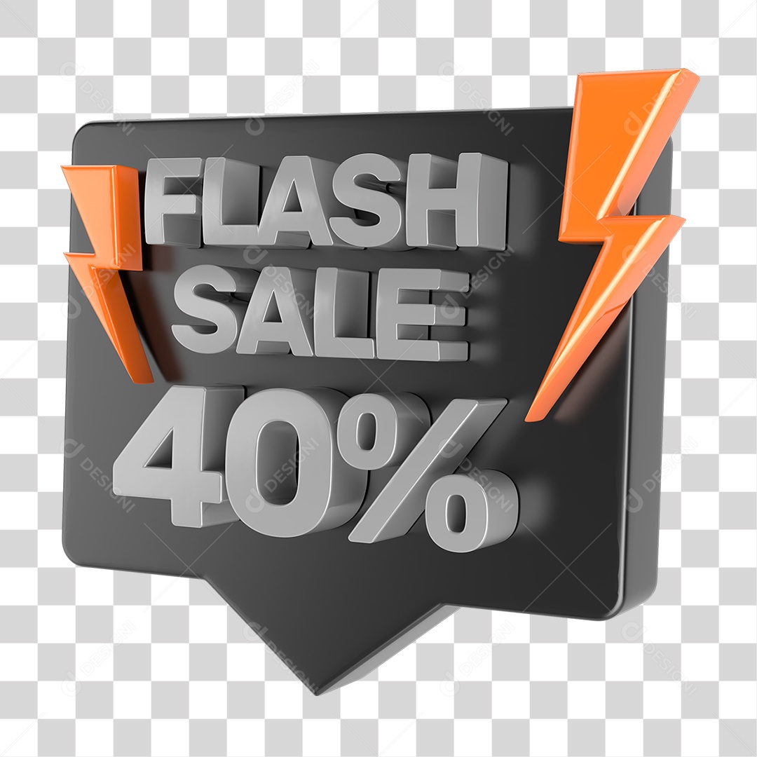 Selo 3D Flash Sale Porcentagem de Descontos PNG Transparente