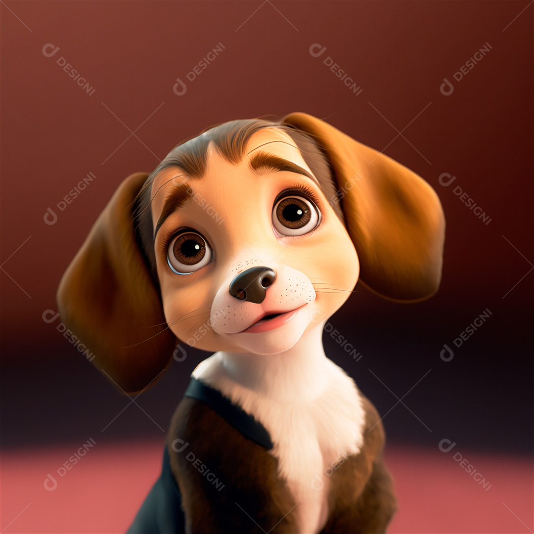 cão bonito animal de estimação bebê sorrindo cartoon isolado, fundo desfocado.