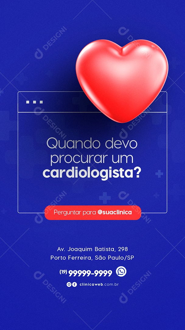 Story Quando devo Procurar um Cardiologista Clínica Médica Social Media PSD Editável