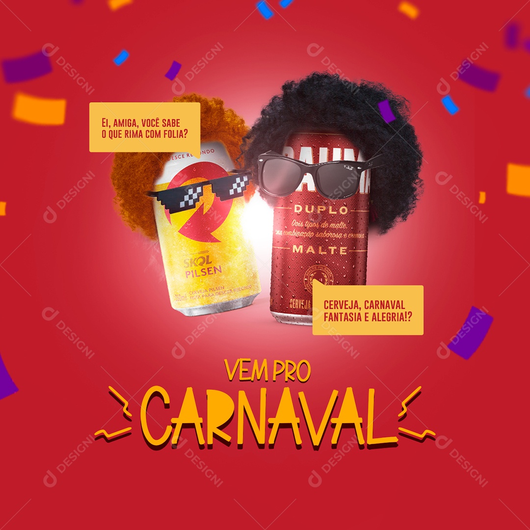 Vem Pro Carnaval Cerveja e Alegria Social Media PSD Editável