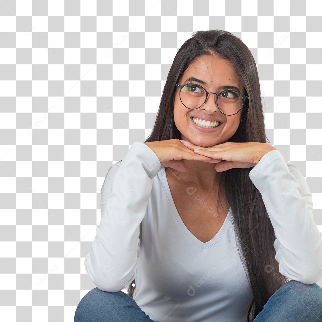 Linda Mulher Jovem Fazendo Reações PNG Transparente