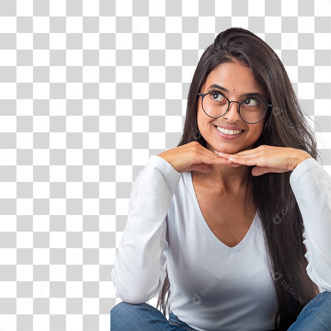 Linda Mulher Jovem Fazendo Reações PNG Transparente