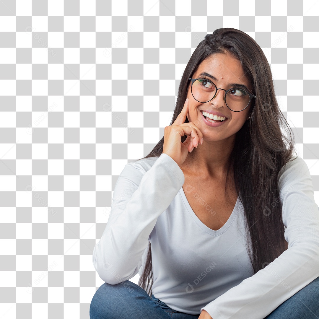 Linda Mulher Jovem Fazendo Reações PNG Transparente