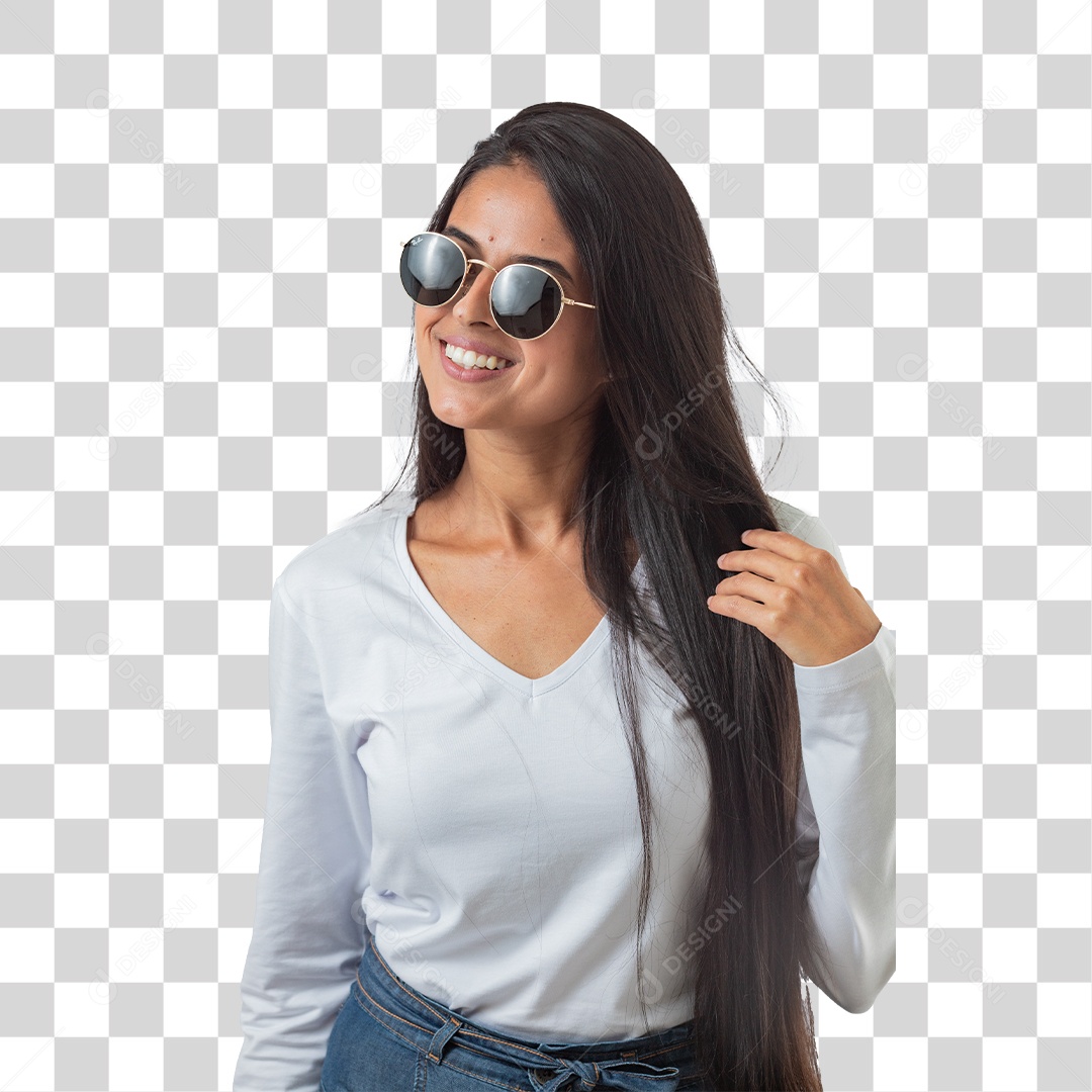 Linda Mulher Jovem Fazendo Reações PNG Transparente
