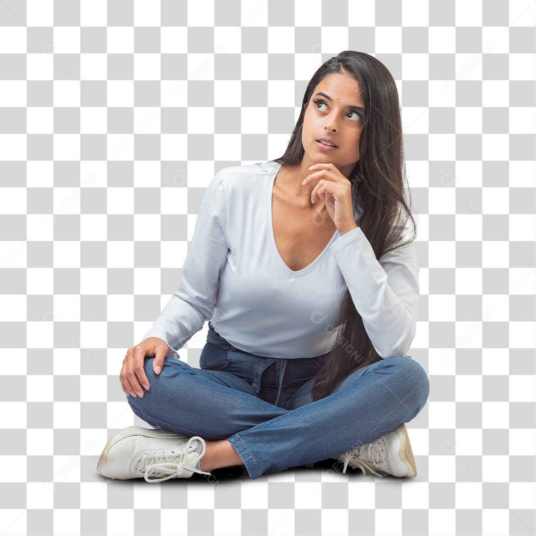 Linda Mulher Jovem Fazendo Reações PNG Transparente