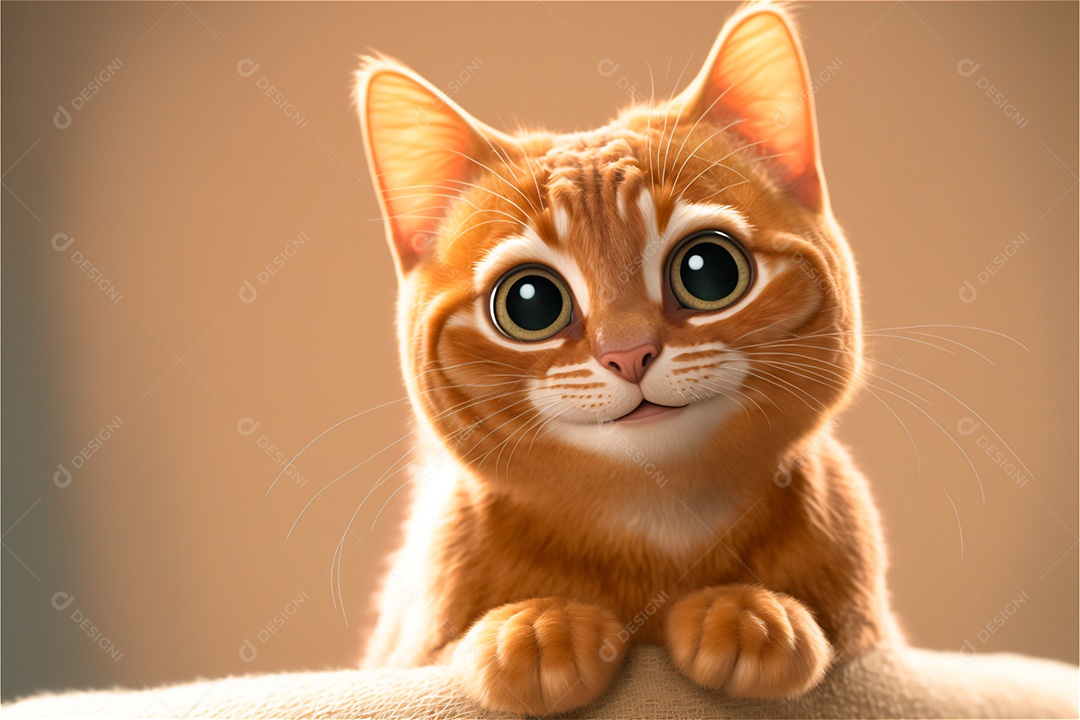 gato bonito animal de estimação bebê sorrindo cartoon isolado, fundo desfocado.