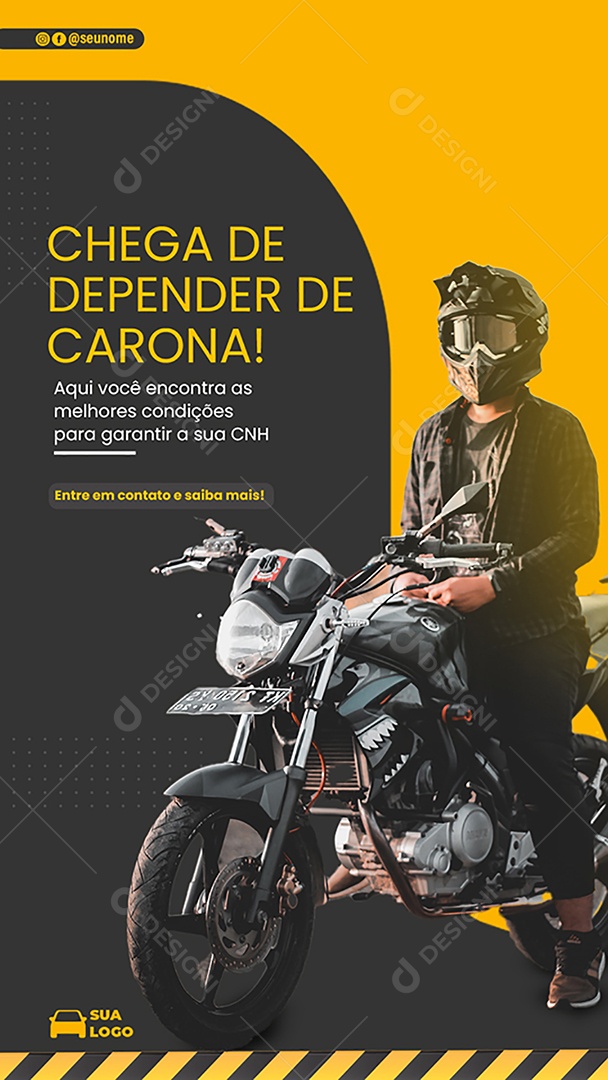 Story Chega de Depender de Carona Aqui Você Encontra as Melhores Condições Para Garantir Sua CNH Social Media PSD Editável