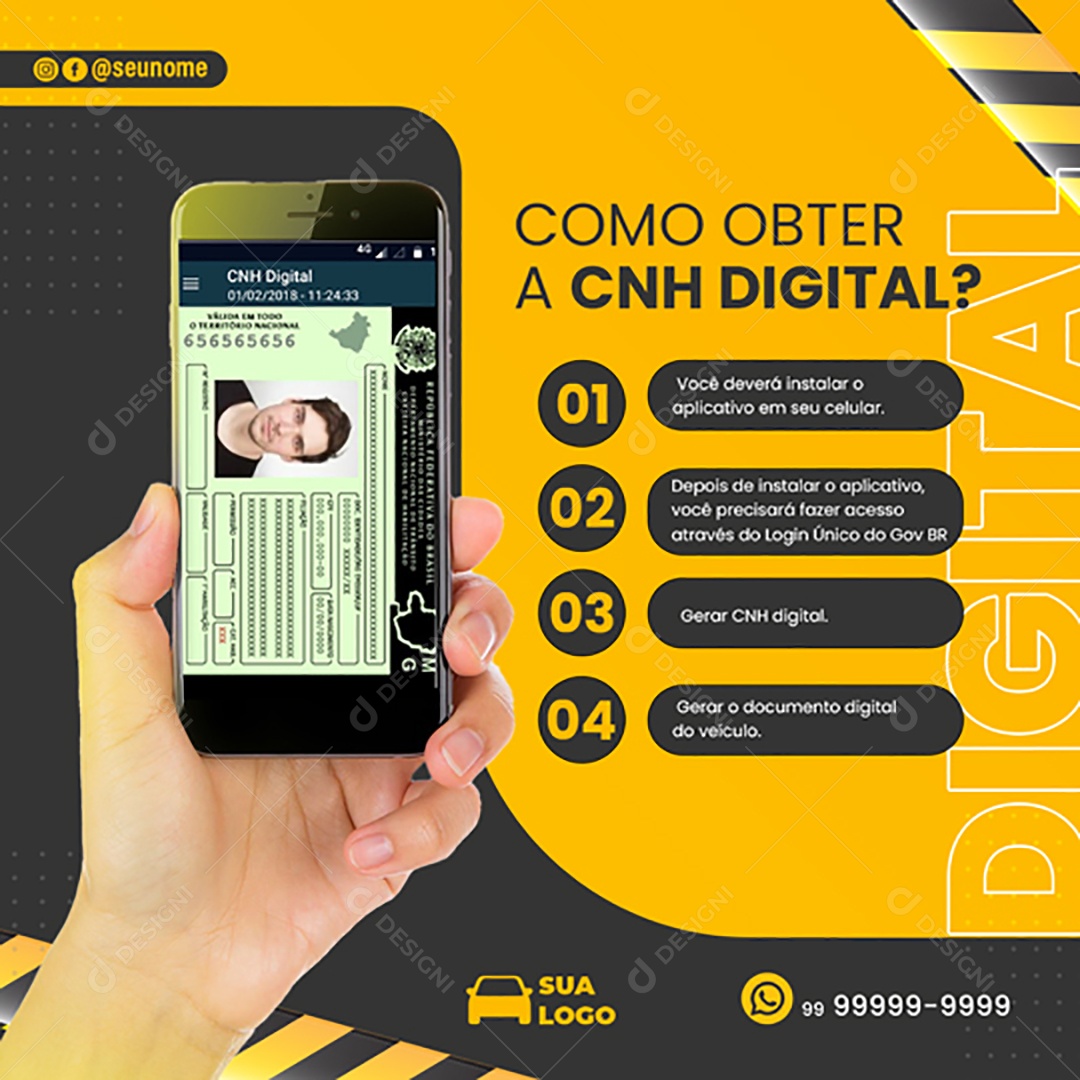 Como Obter a CNH Digital Social Media PSD Editável