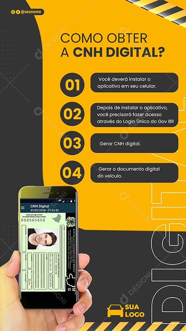 Story Como Obter a CNH Digital Social Media PSD Editável