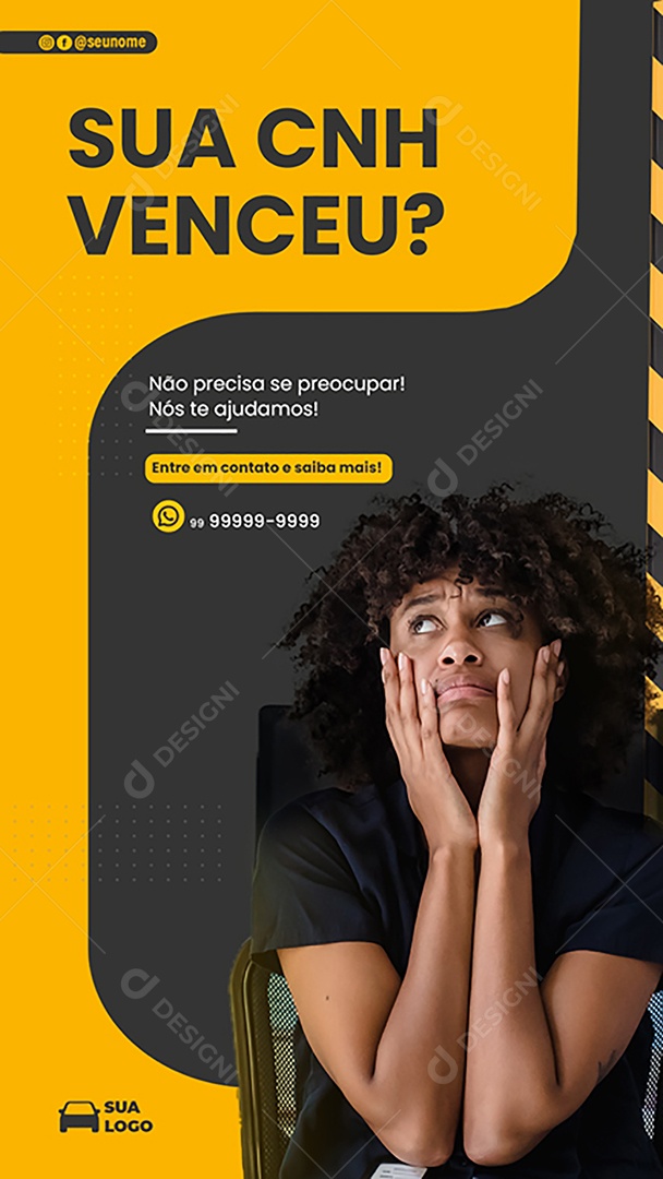 Story Sua CNH Venceu Não Precisa se Preocupar Nós te Ajuda Social Media PSD Editável
