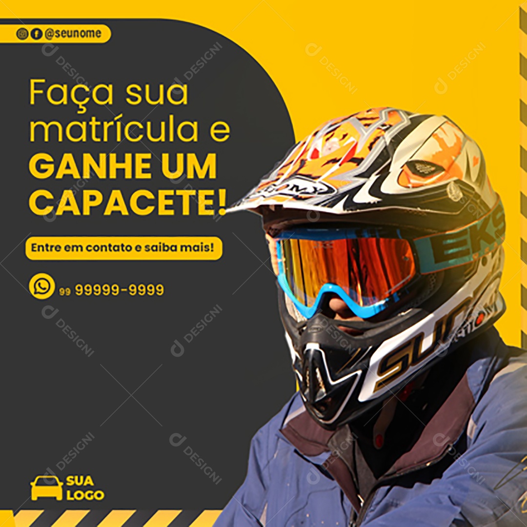 Faça Sua Matrícula e Ganhe um Capacete Social Media PSD Editável