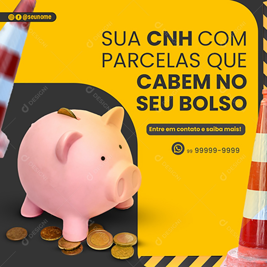 Sua CNH Com Parcelas Que Cabem no Seu Bolso Social Media PSD Editável