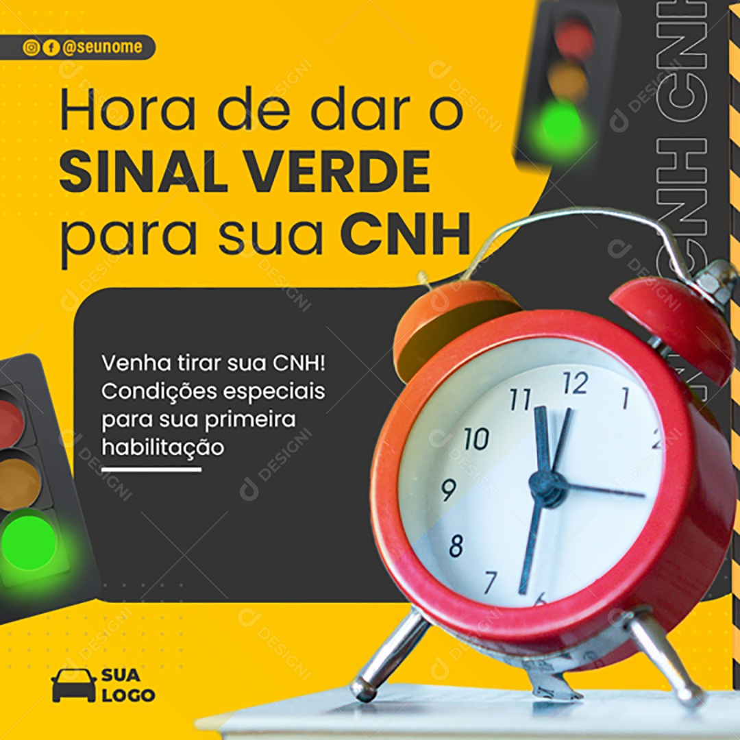 Hora de Dar Sinal Verde Para Sua CNH Social Media PSD Editável