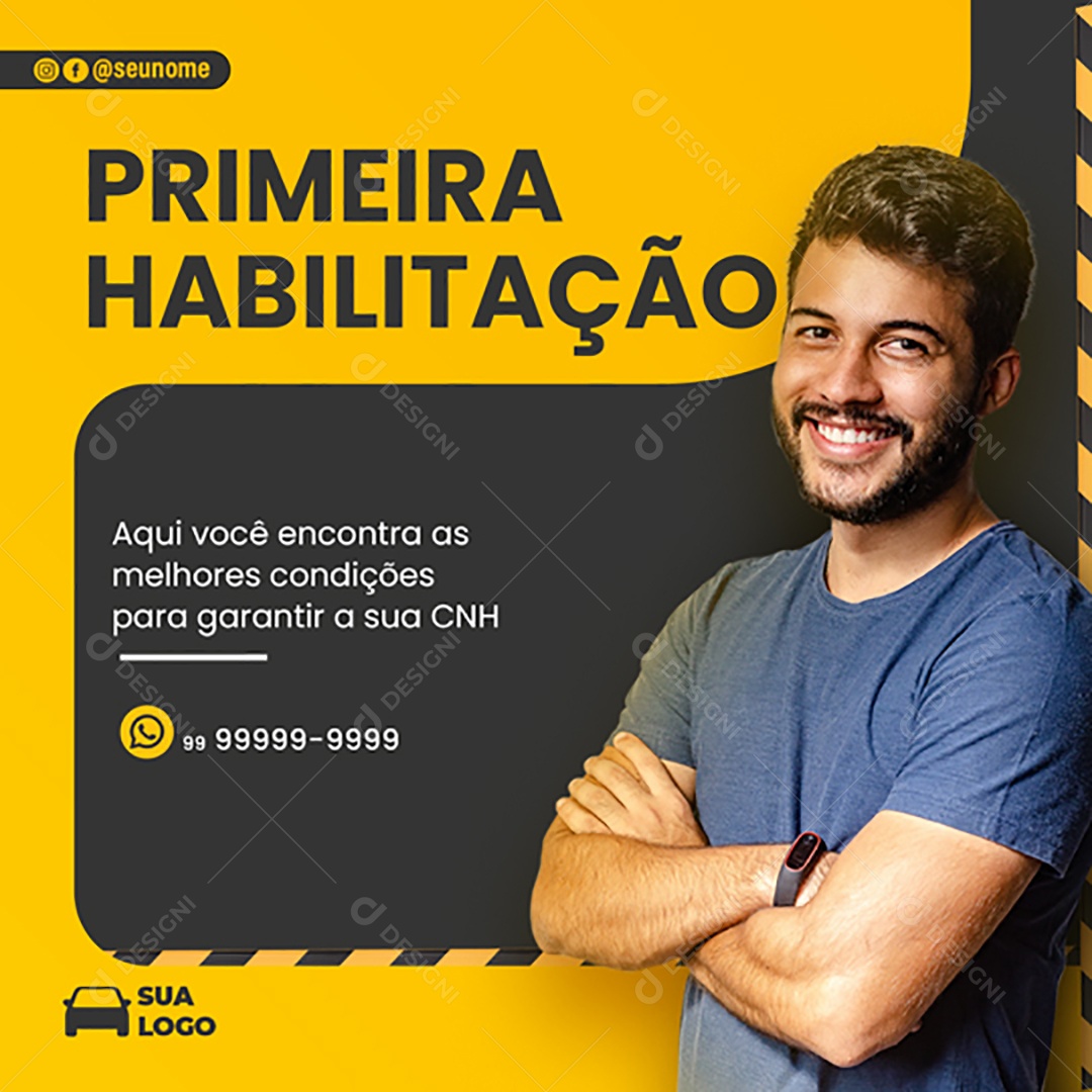 Primeira Habilitação Social Media PSD Editável