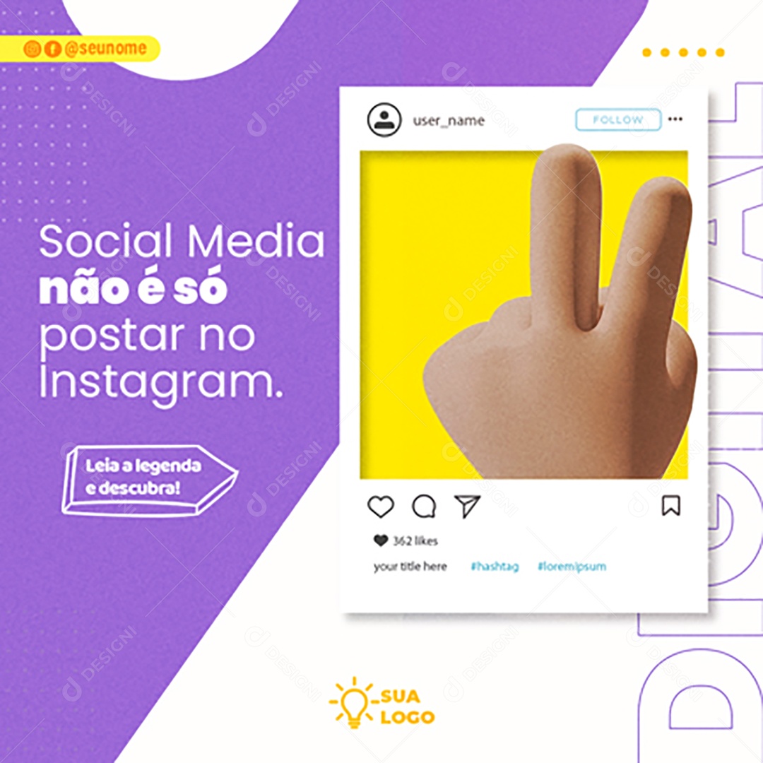 Social Media Não é Só Postar no Instagram Social Media PSD Editável