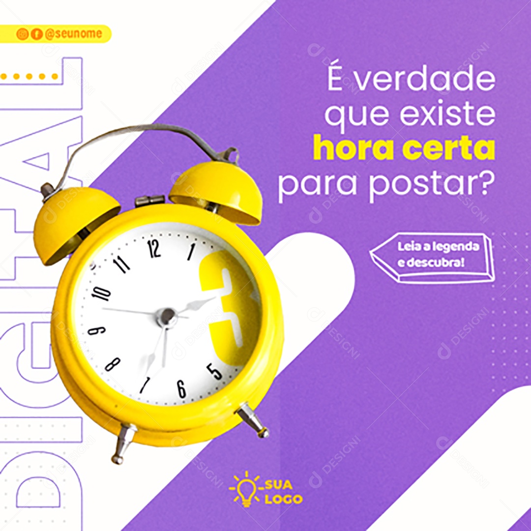 É Verdade Que Existe Hora Certa Para Postar Social Media PSD Editável