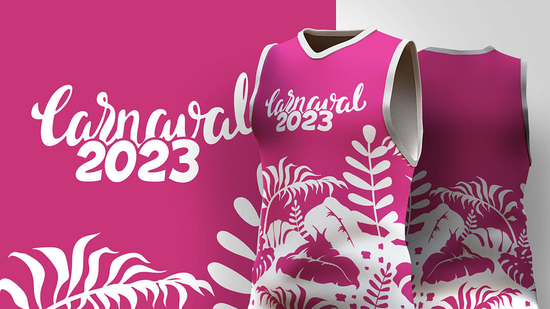 Abadá de Carnaval Estampa Rosa 2023 Ai + EPS