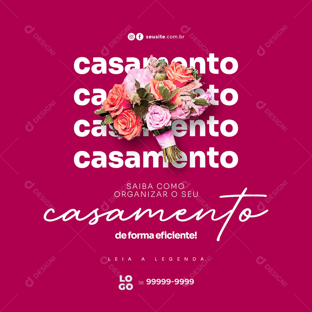 Saiba como Organizar o Seu Casamento de Forma Eficiente Assessoria de Casamento Social Media PSD Editável