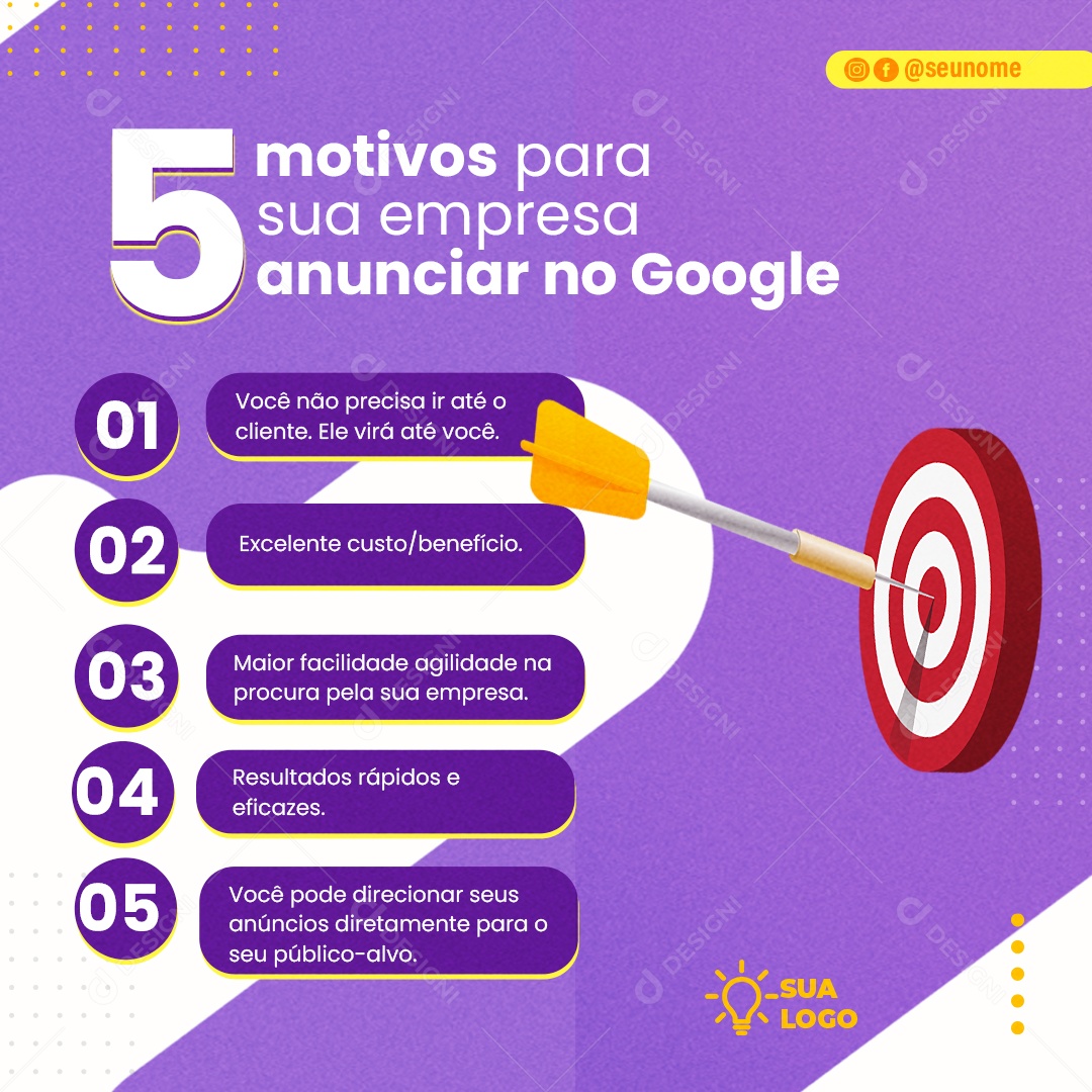 5 Motivos Para Sua Empresa Anunciar no Google Social Media PSD Editável