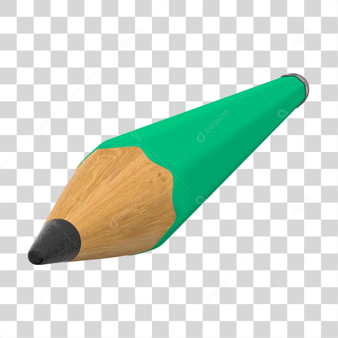 Lápis de Escrever Verde 3D Elemento para Composição PNG Transparente
