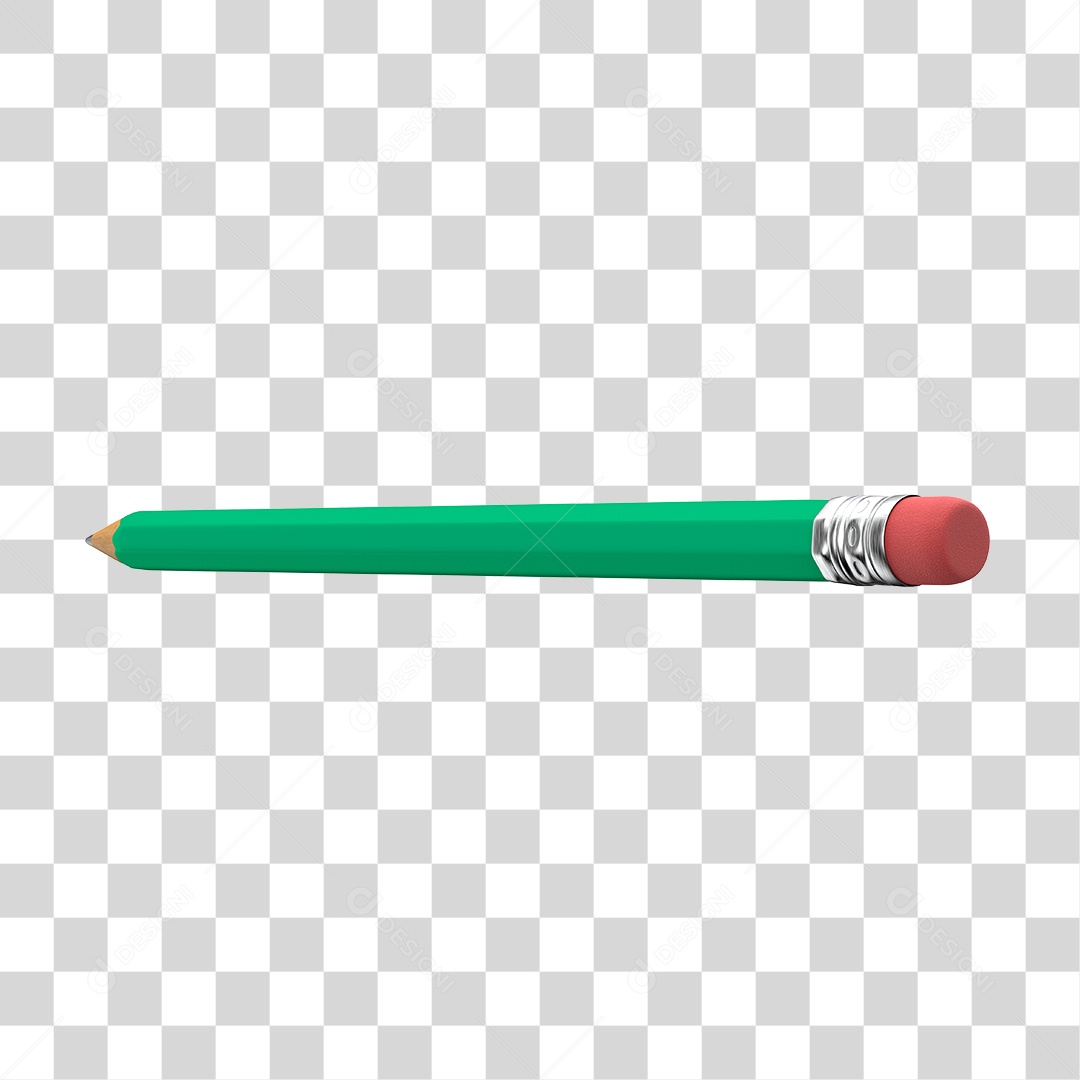 Lápis de Escrever Verde 3D Elemento para Composição PNG Transparente
