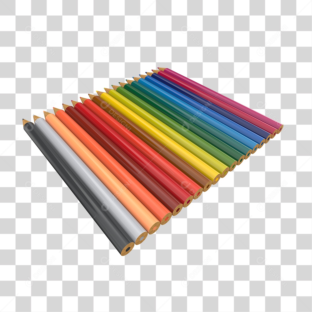 Lápis de Cor Elemento 3D PNG Transparente