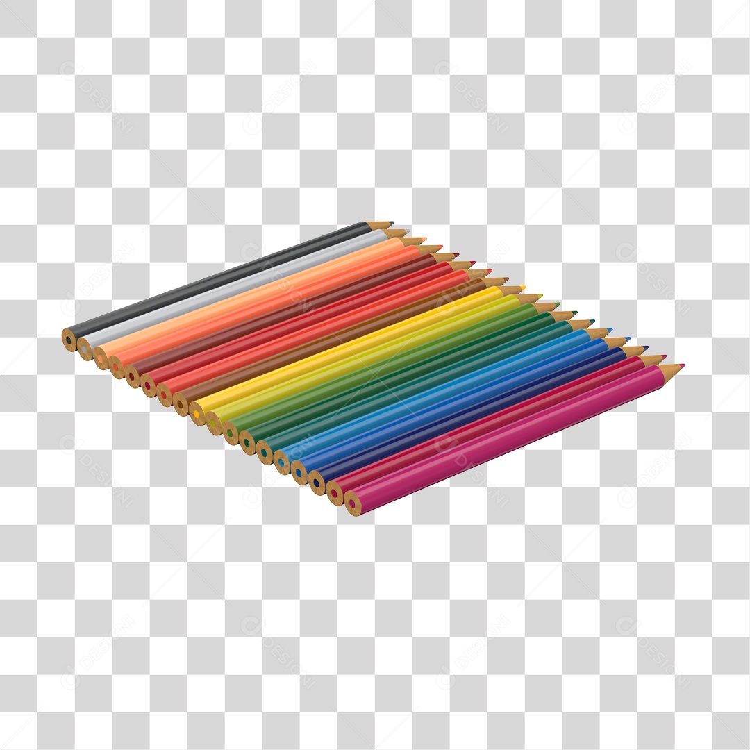 Lápis de Cor Elemento 3D PNG Transparente