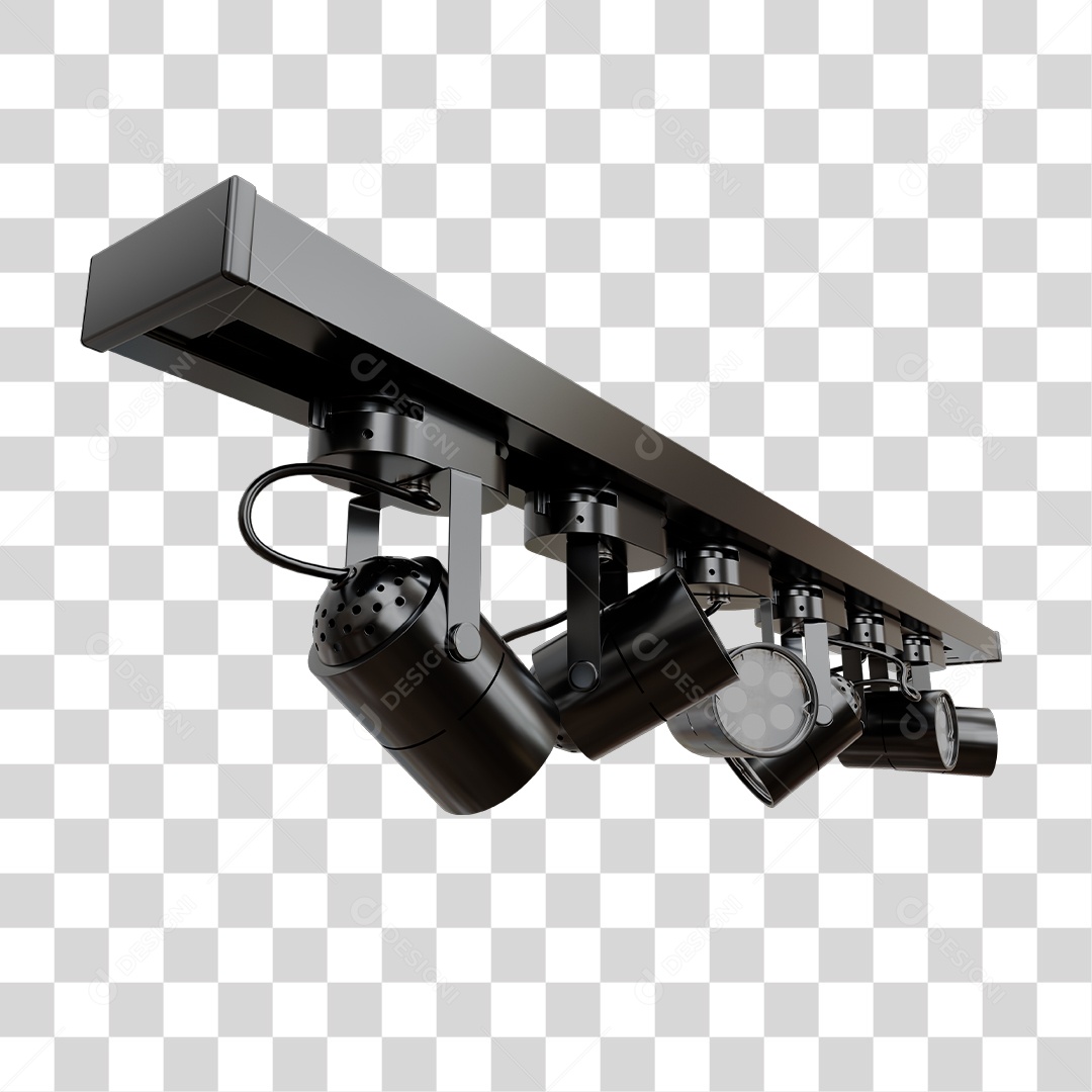 Luminária Spot Desligados Elemento 3D PNG Transparente