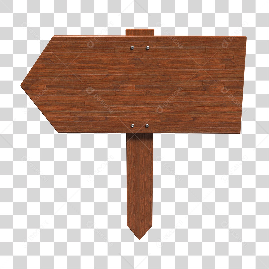 Placa de Madeira Direcional Elemento 3D PNG Transparente