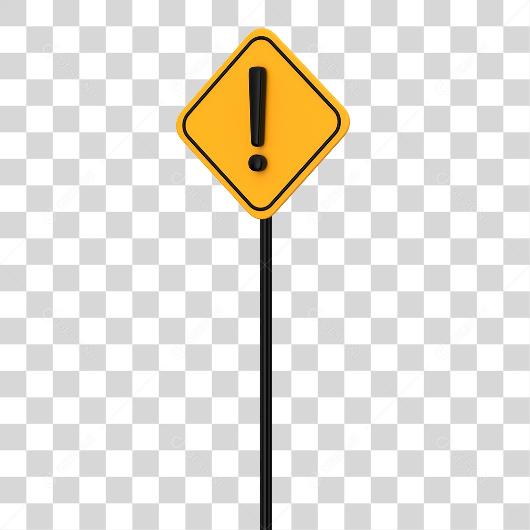 Placa de Trânsito Sinal de Alerta Elemento 3D PNG Transparente