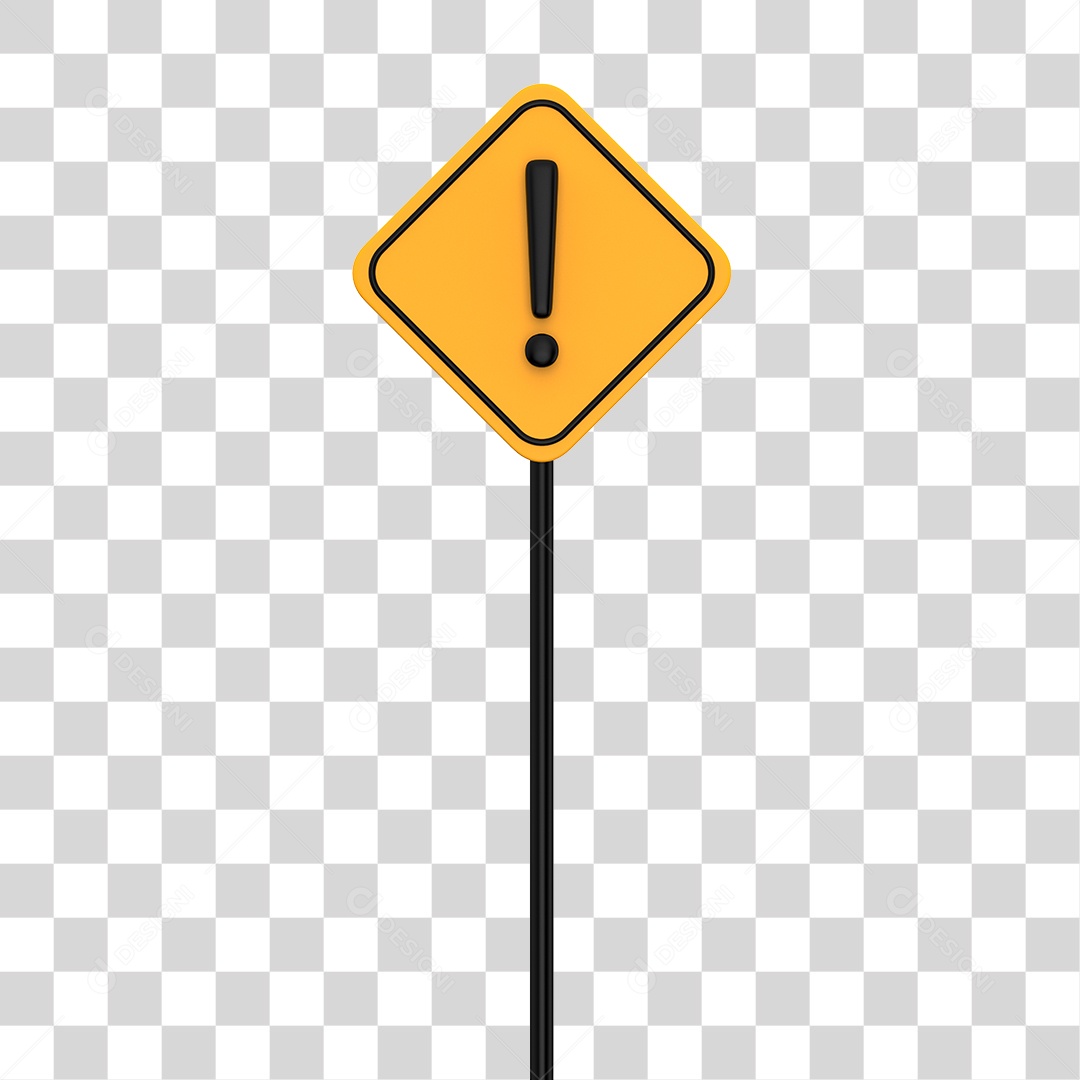 Placa de Trânsito Sinal de Alerta Elemento 3D PNG Transparente