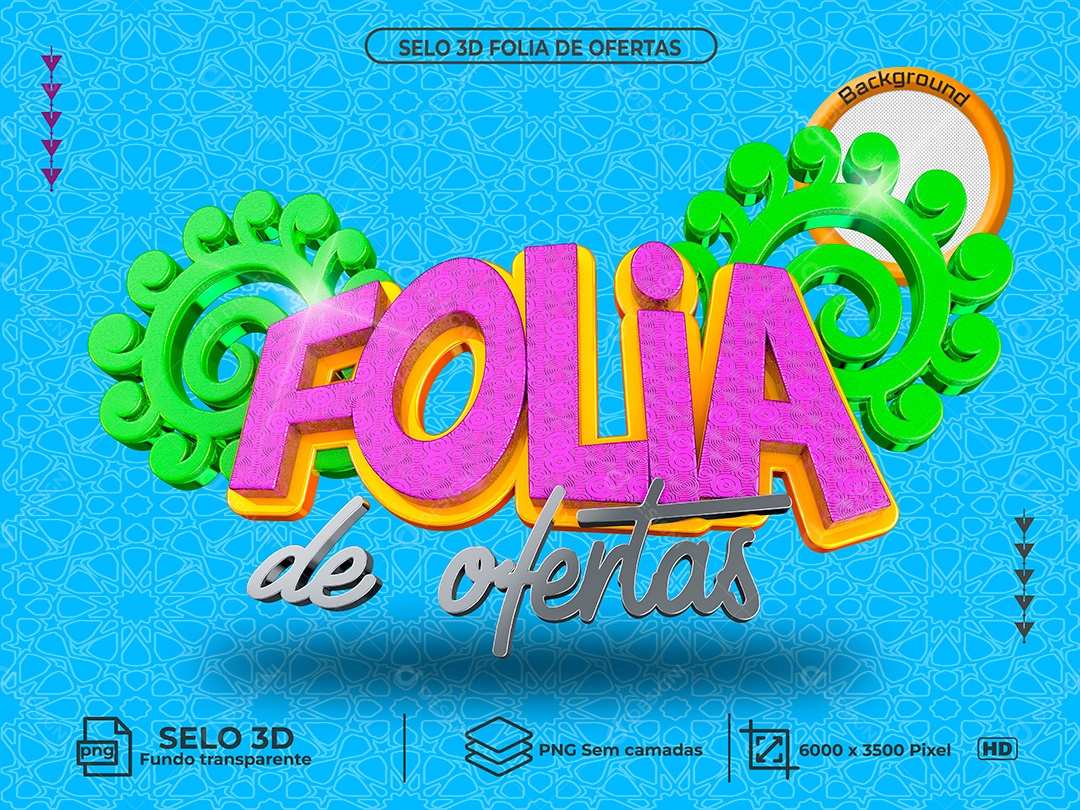 3D Carnival Folia Gift Seal for Transparent PNG Composition Without Background