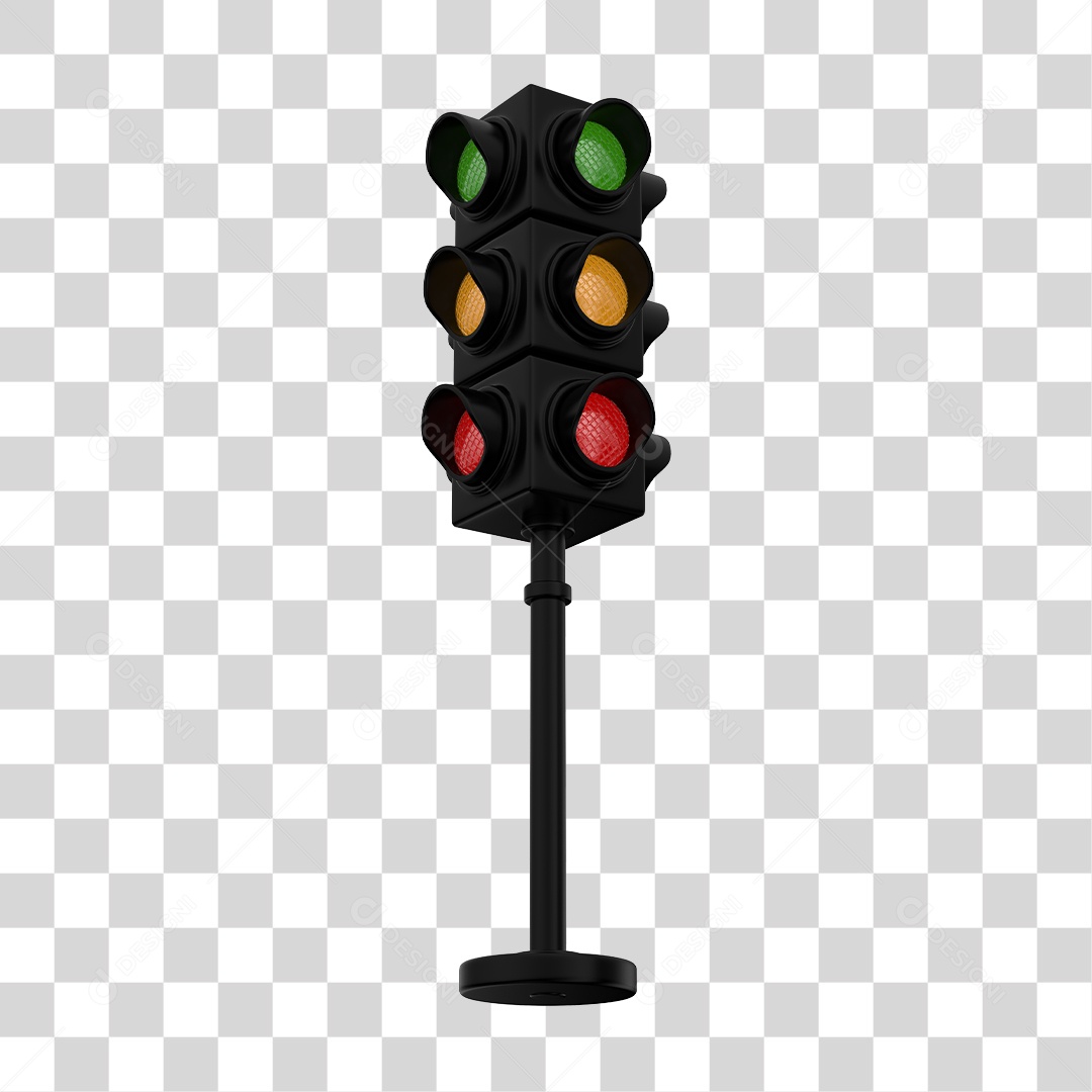 Semáforo Elemento 3D PNG Transparente