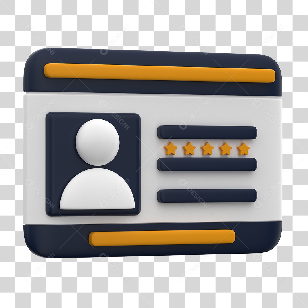 Tela de Cadastro CNH Elemento 3D PNG Transparente