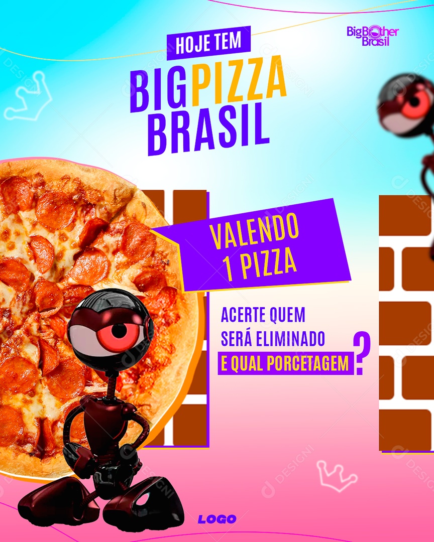 Hoje Tem Big Pizza Brasil Social Media PSD Editável