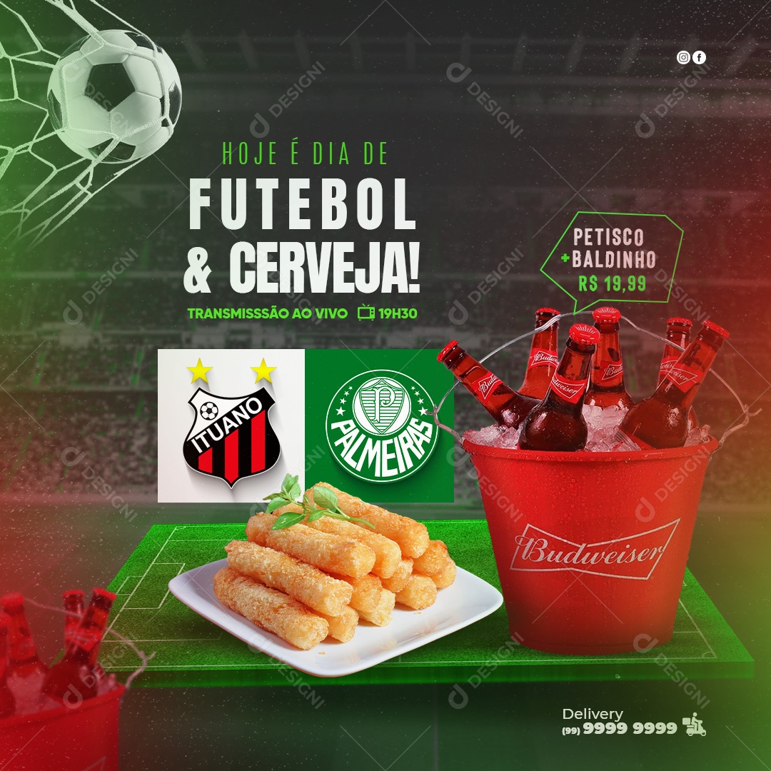 Hoje é Dia de Futebol e Cerveja Social Media PSD Editável