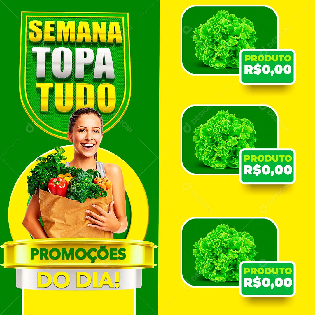 Post Supermercado Semana Topa Tudo Social Media PSD Editável