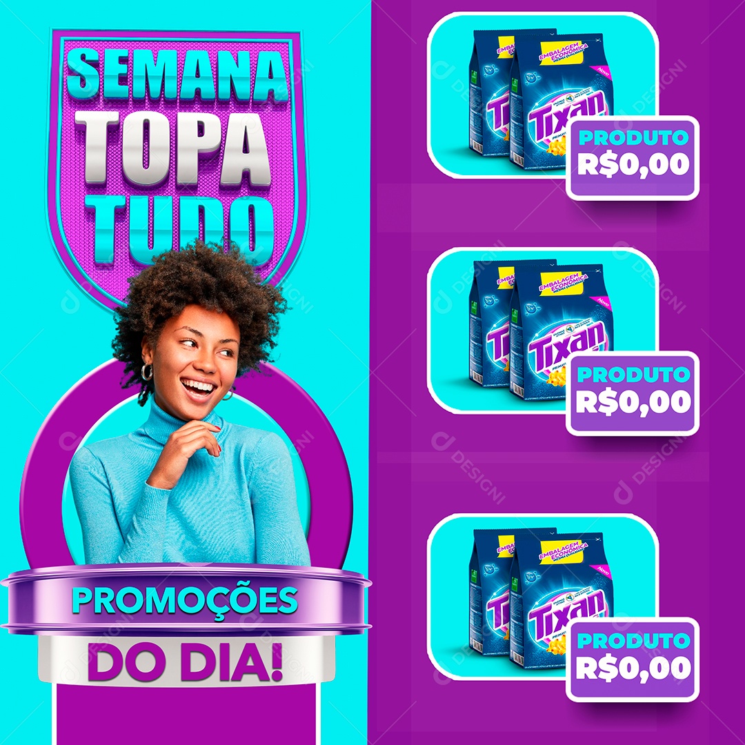 Post Supermercado Semana Topa Tudo Sabão Tixan Social Media PSD Editável