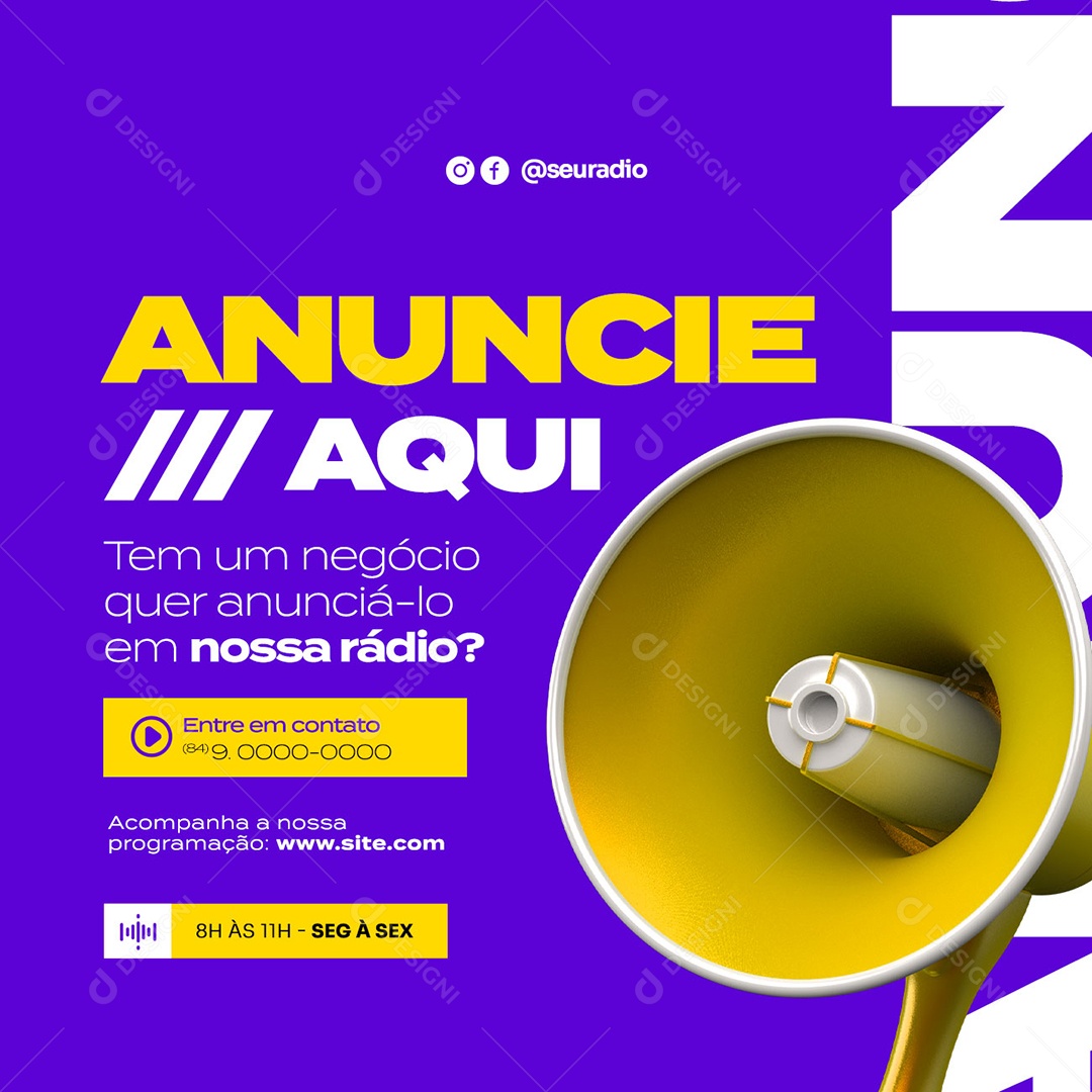 Anuncie Aqui Tem um Negócio Quer Anunciá-lo Rádio Social Media PSD Editável
