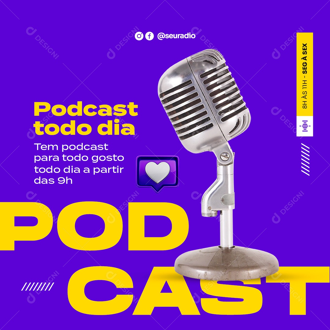 Podcast Todo Dia Rádio Social Media PSD Editável