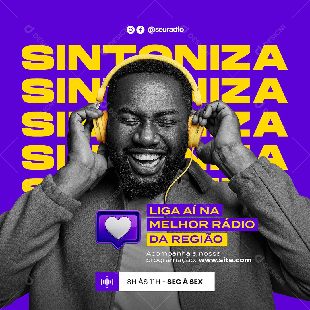 Liga Aí na Melhor Rádio da Região Social Media PSD Editável