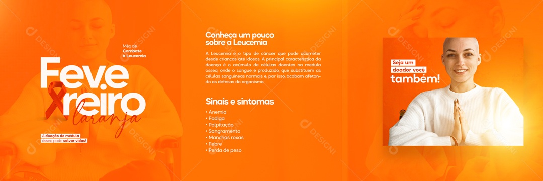 Carrossel Fevereiro Laranja Social Media PSD Editável