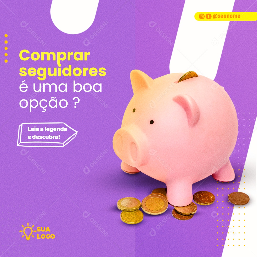 Post Marketing Digital Comprar Seguidores Social Media PSD Editável