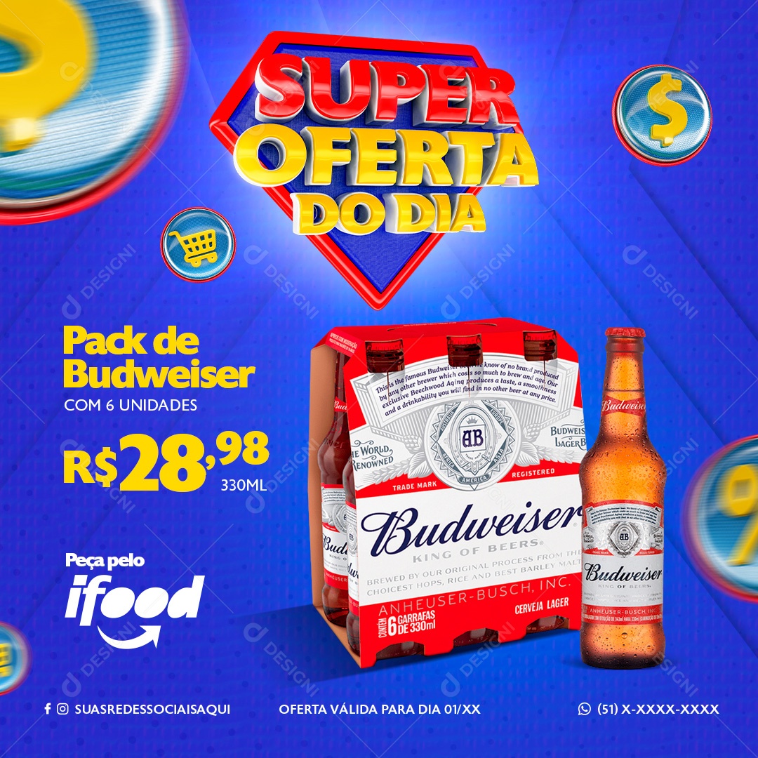 Post Cerveja Super Oferta Social Media PSD Editável