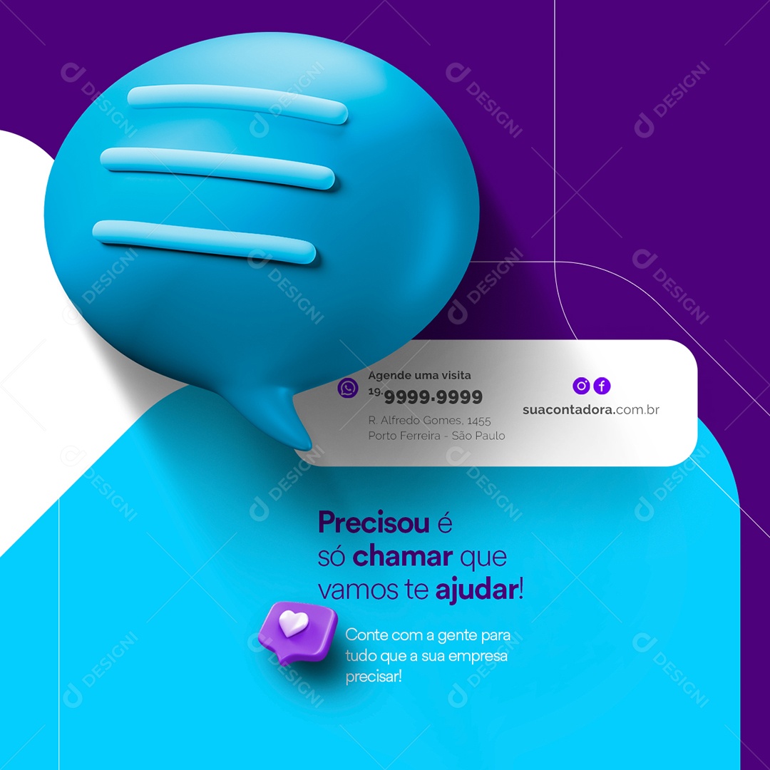 Precisou é Só Chamar que Vamos te Ajudar Contabilidade Social Media PSD Editável