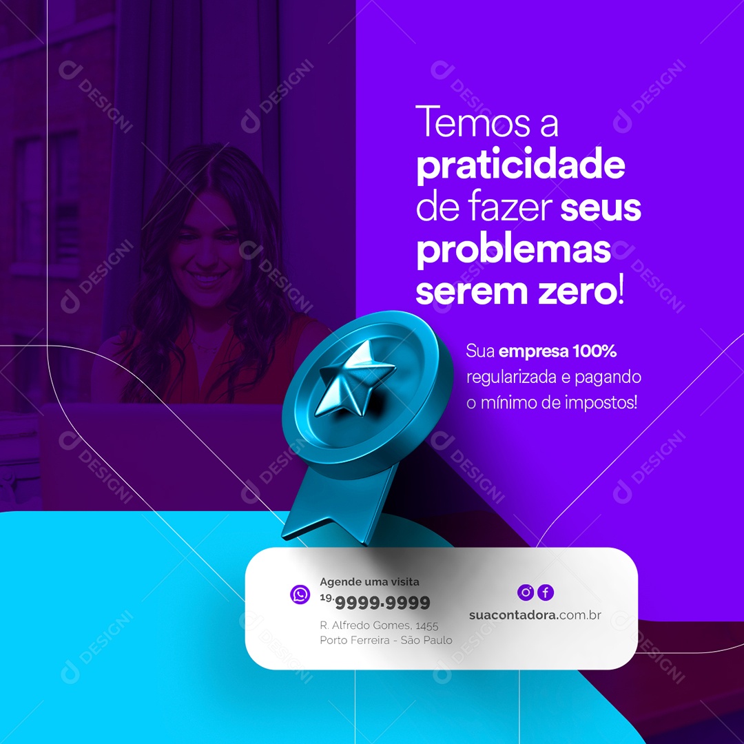 Temos a Praticidade de Fazer Seus Problemas Serem Zero Contabilidade Social Media PSD Editável