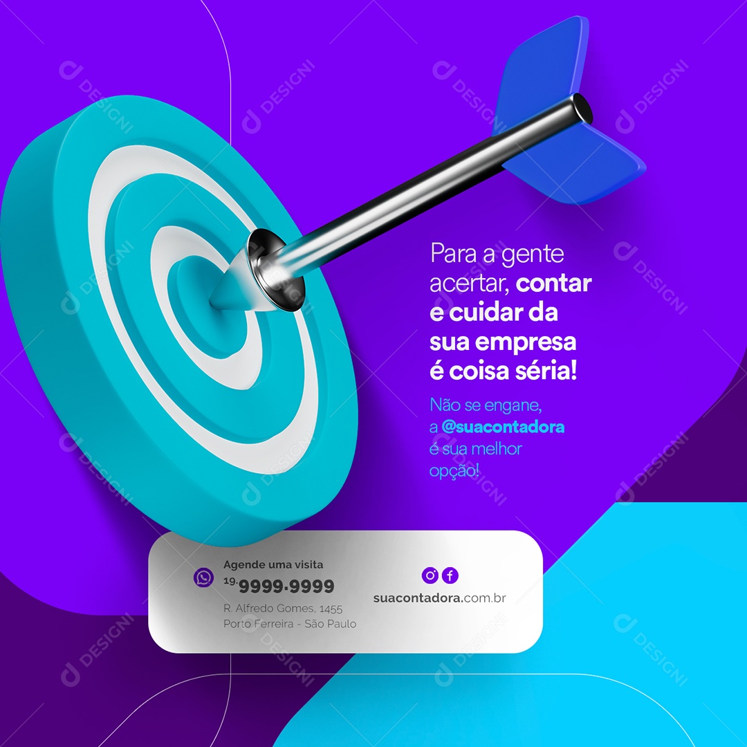 Para a Gente Acertar Contar e Cuidar Contabilidade Social Media PSD Editável