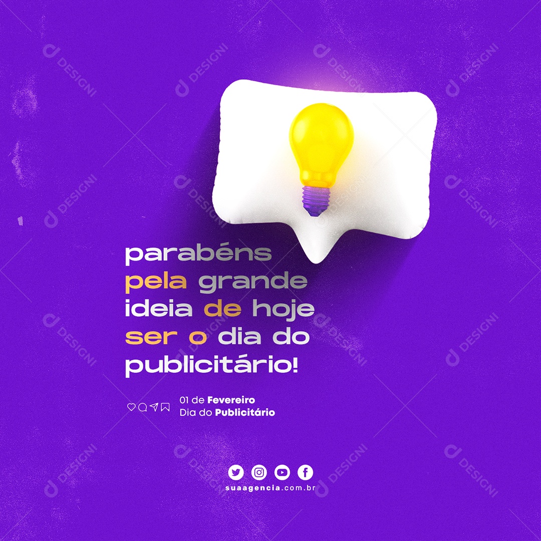 Parabéns Pela grande Ideia de Hoje ser o Dia Do Publicitário Social Media PSD Editável